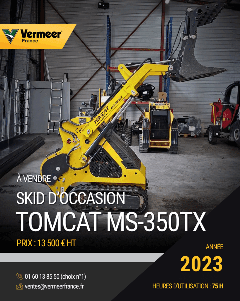 Mini-chargeuse Tomcat MS-350TX d’occasion. Vendu par Vermeer France.
